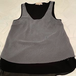 Michael Kors, layered top black/white stripe, size Large